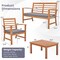 Costway 4 PCS Outdoor Furniture Set with Soft Seat Cushions Stable Acacia Wood Frame White/Navy/Gray